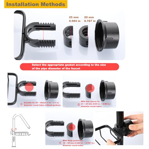 Sink Organizer Rack for Kitchen and Bathroom,Stainless Steel Detachable Hanging Faucet Drain Rack with Drip Tray Faucet Sponge Holder for Bathroom (Black, L&R as One) - size: L&R as One