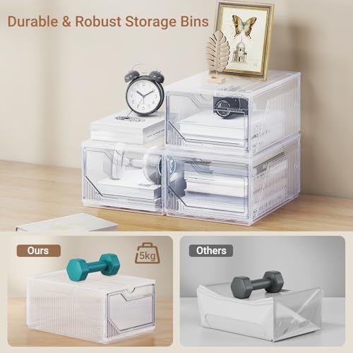 XX-Large Shoe Sneaker Storage Boxes for Size 14, Stackable & Thicken Clear Plastic Shoe Organizers 16 Packs for Entryway Closet Under Bed, Shoe Storage Cabinets Container Display Case w/ Magnetic Door - size: 16 packs