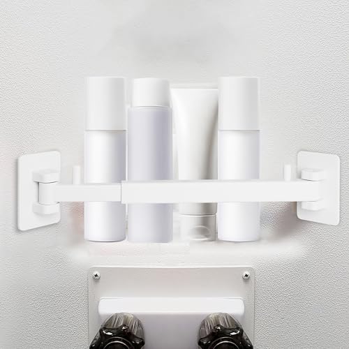 SZZSAF RV Shower Corner Storage Bar Base Angle and Adjustable Rod Length Bottom White Corner Stand, Suitable for Fixing Toilets and bathrooms in RV (3)
