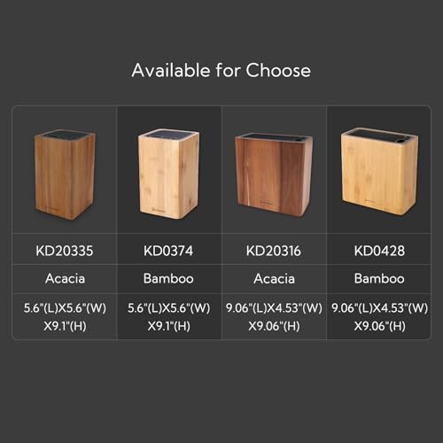 KITCHENDAO XL Bamboo Universal Knife Block Holder with Slots for Scissors and Sharpening Rod, Safe, Space Saver Knives Storage Stand Display without Knives, Unique Slot Design to Protect Blade - color: Bamboo Knife Block