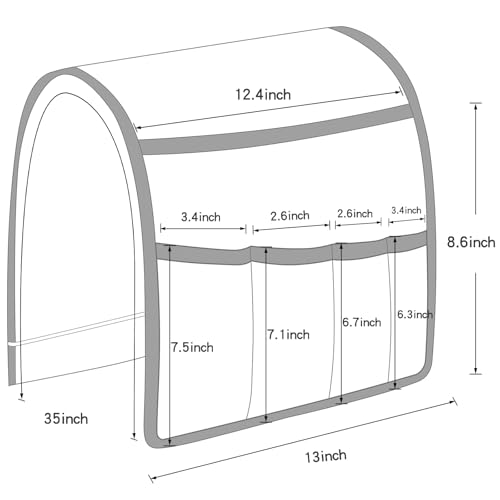Non-slip Couch Organizer Armchair Caddy, Oxford TV Remote Control Holder Bedside Caddy with 5 Pockets for Key Glasses Phone Magazine Holders. - size: 35"x12.4"