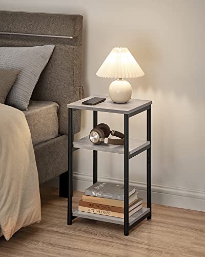 VASAGLE Side Table, Small End Table, Tall Nightstand for Living Room, Bedroom, Office, Bathroom, Greige and Classic Black ULET273B02 - color: Greige + Classic Black