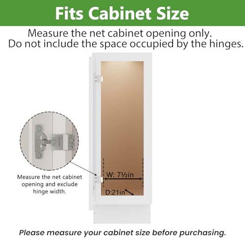 ROOMTEC Pull Out Spice Rack for Narrow Cabinet (7" W X 20½" D),3 Tier Heavy Duty Sliding Spice Cabinet Organization Shelf Racks, Pull Out Shelves Under Cabinet Storage for Kitchen - size: 7" W x 20½" D, 3 Tier, Heavy Duty