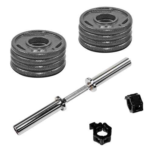 Fitvids Olympic Dumbbells Set & Dumbbells Bar, Loadable for 2-inch weight plates, Adjustable Weight for Strength Training and Fitness Exercises