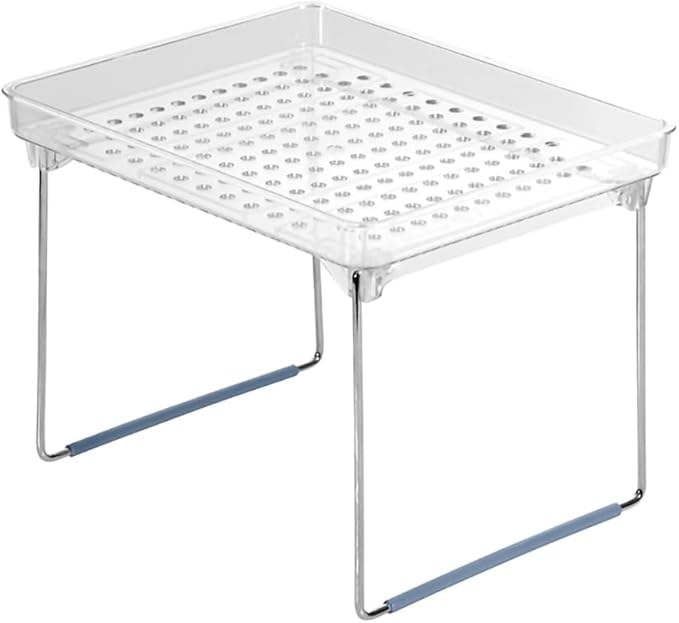 madesmart Stacking Shelf, Small, Vertical Storage with Airflow Holes, Organizer for Spices, Make-Up, Bottles & Jars, Blue