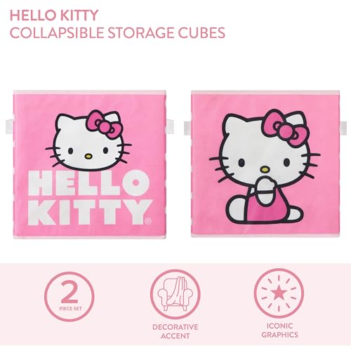 Hello Kitty Set of 2 Durable Storage Cubes with Handles, 10"x10"x10" Cubes - color: Hello Kitty