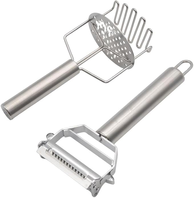 3-in-1 Multi-Peeler Potato Masher Set 2-Piece Kitchen Tools for Peeler