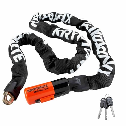 Kryptonite 1016 Evolution 9.7 Pound Integrated Bike Chain - 5.25 ft Long 10mm Steel Chain with Keys for Bicycles; E-Bikes; Motorcycles; Scooters