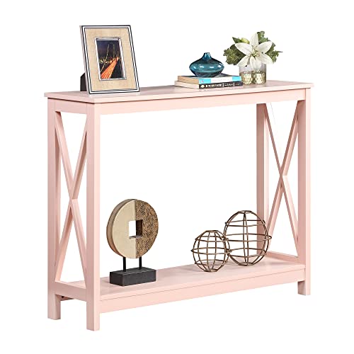 Convenience Concepts Oxford Console Table 39.5" - Sofa Table with Storage Shelf, Transitional Entryway Hall Table for Living Room and Bedroom, Display Foyer Table, Blush Pink - color: Blush Pink