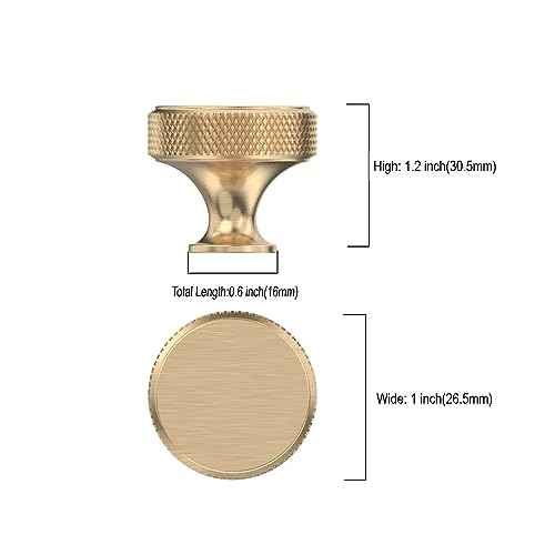 Asidrama 20 Pack Gold Kitchen Cabinet Knobs Knurled Dresser Knobs Drawer Knob Cabinet Hardware Aluminum Knob for Dresser Drawers