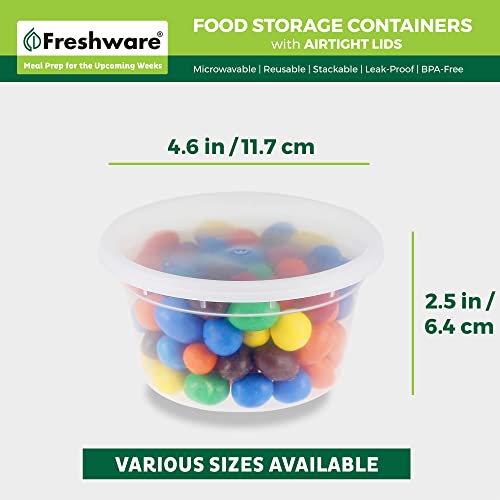Freshware Food Storage Containers [240 Set] 12 oz Plastic Deli Containers with Lids, Slime, Soup, Meal Prep Containers, BPA Free, Stackable, Leakproof, Microwave, Dishwasher and Freezer Safe - size: 12 oz, 240-Set