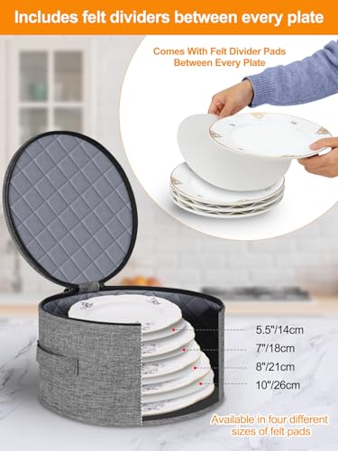 punemi 6-Piece Hard Shell China Storage Containers, Mug & Cup Organizer, Wine Glass Storage Boxes with Dividers & Carry Handles, Moving Boxes for Dinnerware, Glassware, and Stemware,Grey - style: StorageSet-China4pcs-Wine1pcs-Coffee1pcs