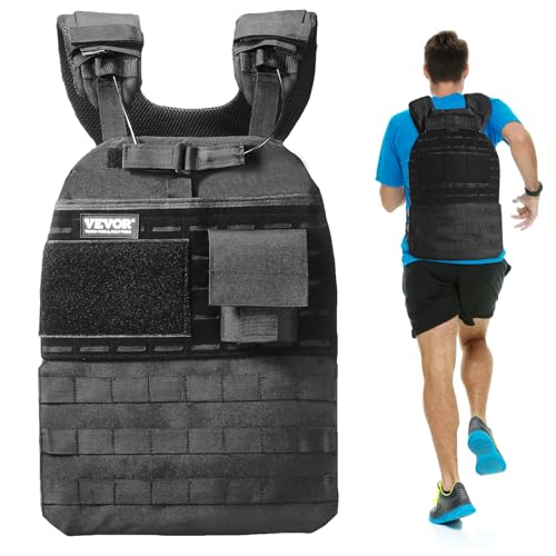 VEVOR Adjustable Weighted Vest, 11-20lb/20-32lbs/35lbs/40lbs Weight Vest with 6 Ironsand Weights and Reflective Stripe, Workout Equipment for Strength Training Running Jogging