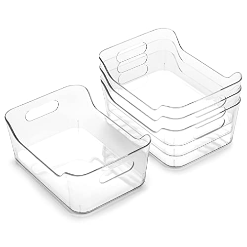 BINO | Plastic Organizer Bins, X-Small - 4 Pack | THE SOHO COLLECTION | Multi-Use Organizer Bins | Pantry & Freezer Bin | Plastic Storage Containers | Bin for Home & Kitchen Org - size: X-Small