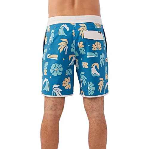 O'NEILL Men's 18 Inch Tropical Print Boardshorts - Quick Dry Swim Trunks for Men with Fabric and Pockets
