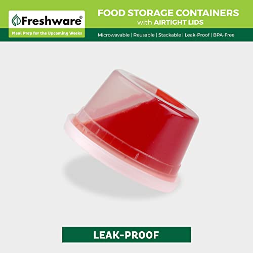 Freshware Food Storage Containers [50 Set] 12 oz Plastic Deli Containers with Lids, Slime, Soup, Meal Prep Containers | BPA Free | Stackable | Leakproof | Microwave/Dishwasher/Freezer Safe - size: 12 oz, 50-Set