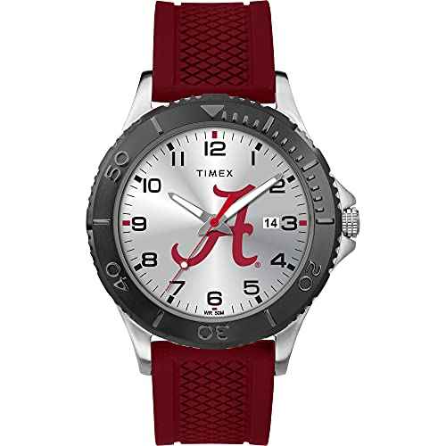 Timex Tribute Men's Collegiate Gamer 42mm Watch ? Alabama Crimson Tide with Crimson Silicone Strap