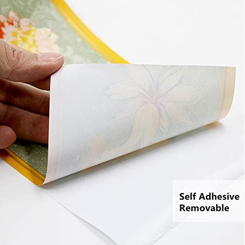 REDODECO Green Floral Pattern Molding Peel Stick Wall Border for Home Decor Bathroom Kitchen Wallpaper,4 inch by 32.8 feet