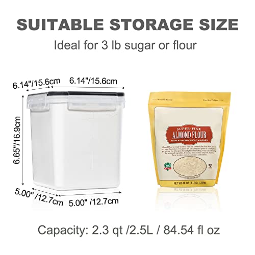 PANTRYSTAR Medium Food Storage Containers with Lids Airtight 2.5L /84.5Oz, for Flour, Sugar, Baking Supply, 3PCS BPA Free Plastic Canisters for Kitchen Pantry Organization - size: 2.5 L