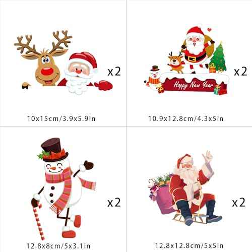 8Pcs Christmas Switch Stickers Funny Santa Claus Snowman Removable Wall Stickers Light Switch Xmas Bedroom Wall Decals for Christmas Decorations Home Room Decor