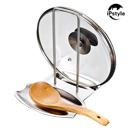 Pan Lid Holder Progressive Lid and Spoon Rest Shelf 304 Stainless Steel Pan Lid Organizer Kitchen Decor Tool