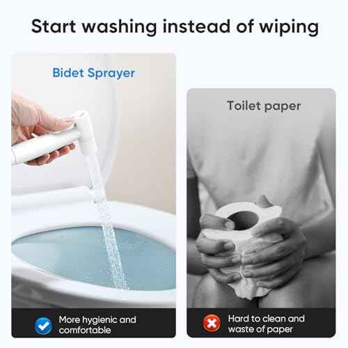 Arofa Matte White Bidet Sprayer for Toilet, Handheld Jet Sprayer Adjustable Water Pressure Muslim Shower with Bidet Hose, Bidets Faucet for Existing Toilets Cloth Diaper Spray for Baby/Feminine Wash