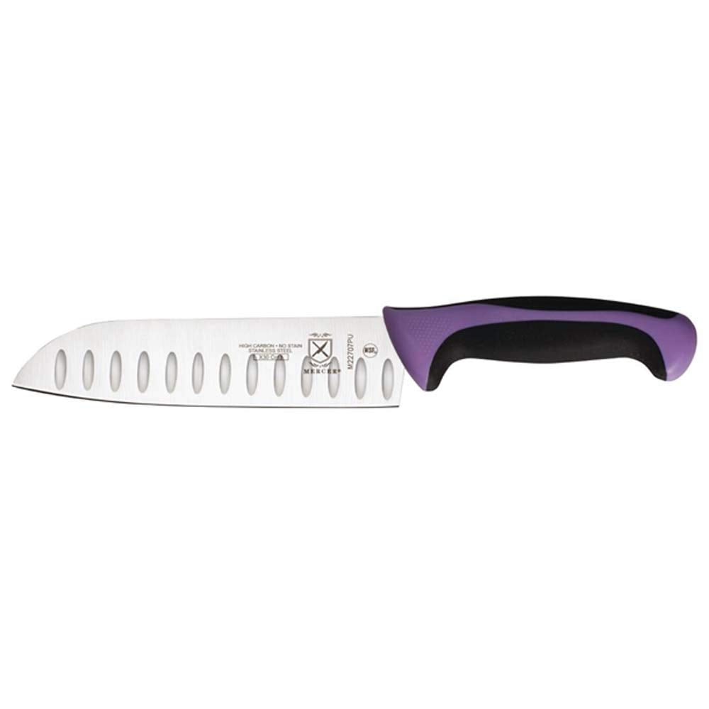 Mercer Culinary Millennia Colors 7-Inch Granton Edge Santoku Knife, Green
