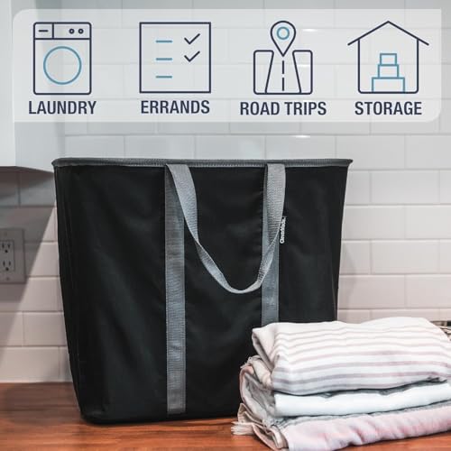 CleverMade Collapsible Laundry Caddy – Foldable Laundry Hamper & Tote, XXL 64L Pop-Up Laundry Basket with Handles, Space-Saving Laundry Organizer for Home & Travel, 2 Pack - Charcoal Gray - color: Charcoal Gray