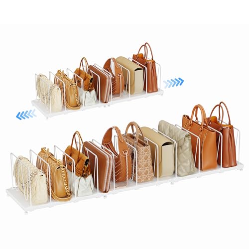 Dmevkic 11-Pack Adjustable Shelf Dividers, Expandable Purse Organizer for Closet (32–44.8"), Purse Storage Handbag Organizer for Closet Shoe Cabinet，White - size: Extended Range (32–44.8")