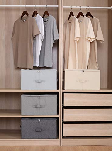 iwill CREATE PRO Collapsible Rigid Storage Bins with Lid, Shelves Clothes Storage Cubes, Tide Up Your Wardrobe, Beige, Set of 2 - color: Beige