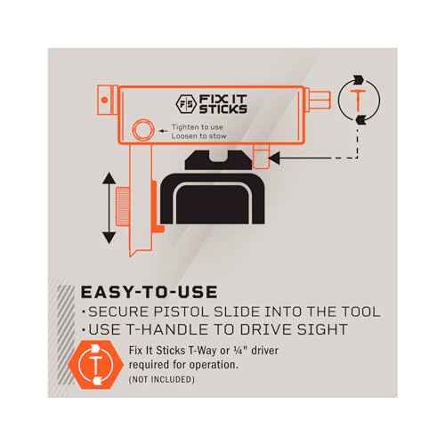 Fix It Sticks Field Pistol Sight Tool - Durable Compact Portable Easy-to-Use Gun Sight Tool with Laser Engraved Scale for Precise Range Adjustments - Fits Polymer Dovetail Style Rear Sights