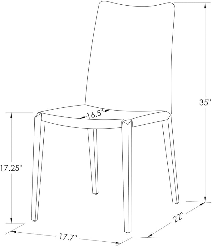 ZURI Modern Jordan Dining Chair in White Leatherette and Polished Stainless Steel Base