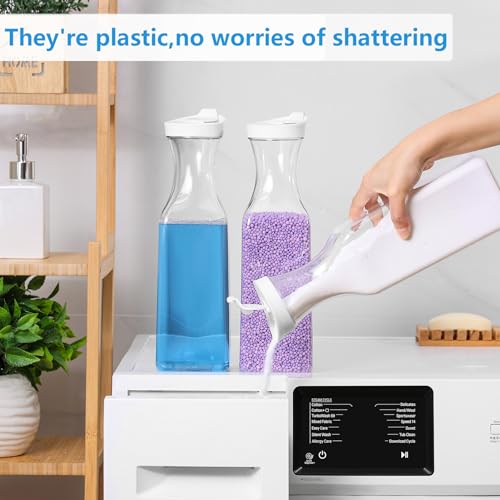 Laundry Detergent Dispenser,54oz Fabric Softener Dispenser,Plastic Liquid Laundry Detergent Container,Laundry Detergent Organizer for Laundry Room Organization with 4 Labels,3 Pack,White - color: White