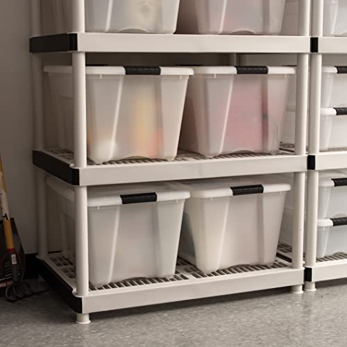 IRIS USA 54 QT Plastic Storage Box with Lid and Latches - 4 Pack - BPA-Free, Discreet Organizing Solution, Durable Nestable Stackable Containers, Secure Pull Handle - Pearl - size: 54 Qt, style: 4 Pack
