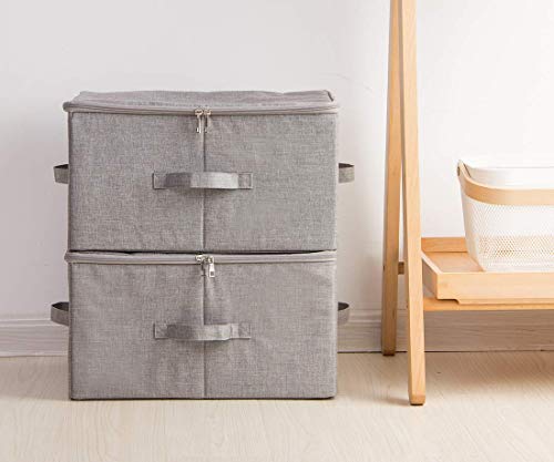 iwill CREATE PRO Pack of 3, 17.7 * 13.8 * 9.8" Stackable Folding Storage Baskets with Lid & Carry Handles & Memo Pocket, Good Wardrobe Separator Bins, Dark Gray - color: Dark Gray, 3pcs