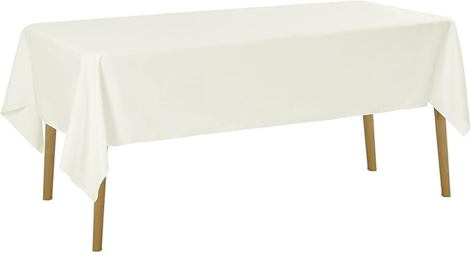 6 Pack Ivory Tablecloth 60 x 120 Inch Table Cloth for 8 Foot Rectangle Tables, Wrinkle Resistant Washable Polyester Fabric Table Covers for Party, Wedding,Dining,and Banquet