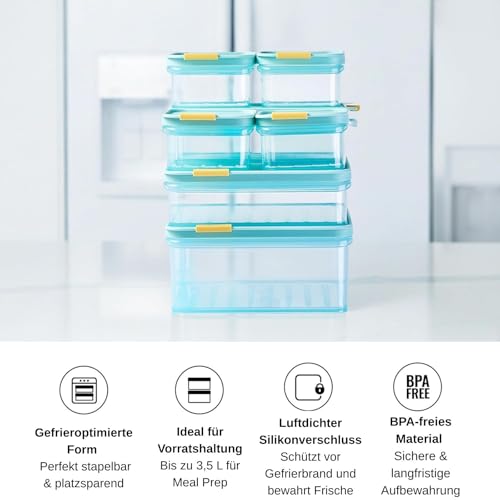 LocknLock Freezer Fit Plastic Freezer Containers | Airtight Stackable Food Storage for Meal Prep | Microwave & Dishwasher Safe | BPA Free Freezer Container with Lid, 2.2L - size: 2200ml