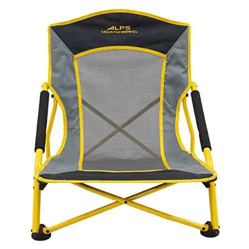 ALPS Mountaineering Rendezvous Low Camping Chairs for Adults with Arms, Cool Mesh Center, Powder Coated Steel Frame, Compact Folding Design and Carry Bag