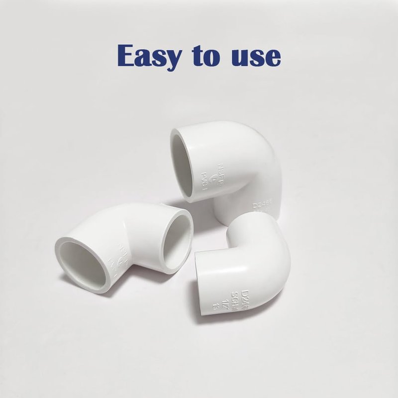 HayEastdor 2PCS 1-1/2 Inch White PVC 90 Degree Elbow Adapter Pipe Fittings 2 Way Right Angle Pipe Corner Coupling Connectors for Sprinkler, Drip Irrigation System HE051-1-1/2