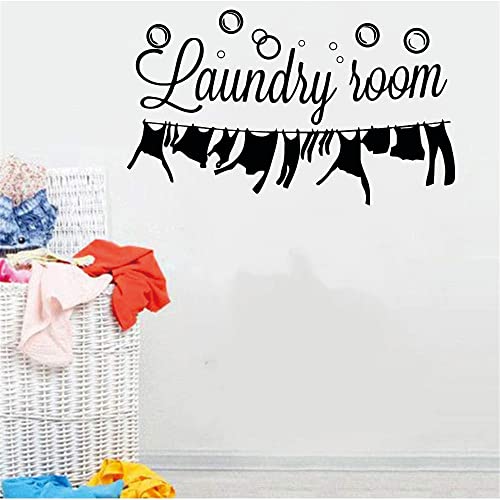 Funny Laundry Room Wall Quote ? ¡°Keep Calm and Wash On¡± Vinyl Decal with Red Bubble and Crown ? Stylish Gift for Wife, Mom ? Removable Wall Art ? 24"x18" (Black-JZY249-Laundry Room)