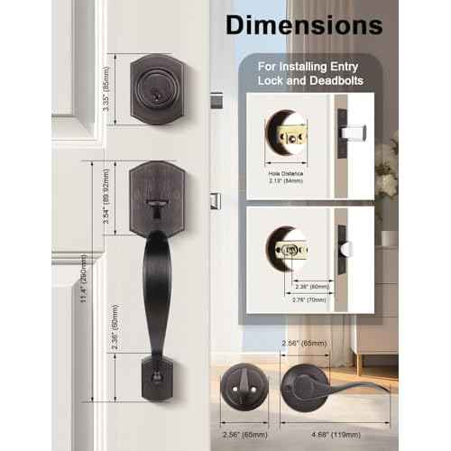 Camelot Front Door Handle and Deadbolt Set, Front Door Lock Set, Oil-Rubbed Bronze Finish, Upgated Entry Door Handle with Accent Wave Door Lever with Reversible Handle Lever, 1 Pack