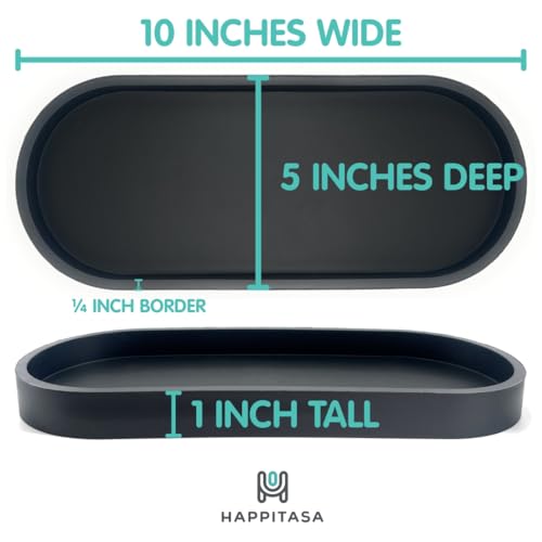 Happitasa Premium 12” x 5” Silicone Vanity Tray | Sink and Surface Organizer with Sturdy Non-Slip Base | Heat Safe, Dishwasher Safe (Dark Chocolate) - color: Dark Chocolate