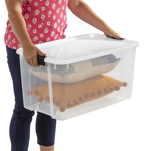 Sterilite 8-Pack 70 Quart Ultra Latch Box, Clear Storage Organizer Bins with Latching Lids - Stackable Plastic Containers for Home Organization in Garage, Attic, Basement, and Closet - size: 70 Quart