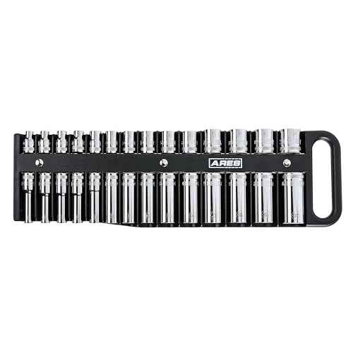ARES 70219-28-Piece 3/8-Inch Drive Magnetic Socket Holder - Securely Holds 14 Standard and 14 Deep Sockets in Place - Organize Sockets up to 1 Inch or 24mm