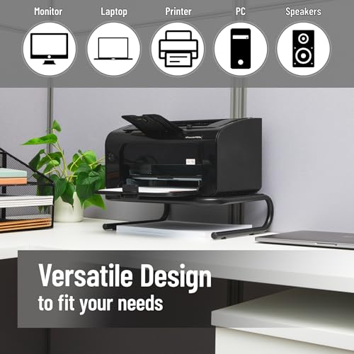 Mind Reader Monitor Stand, Ventilated Laptop Riser, Desktop Organizer, Office, Metal, Black - size: 1 Piece