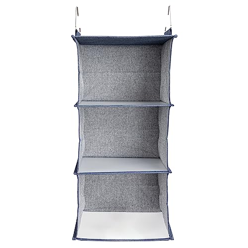 Household Essentials Hanging Cotton Blend Closet Organizer with 3 Storage Shelves, Denim - color: Denim