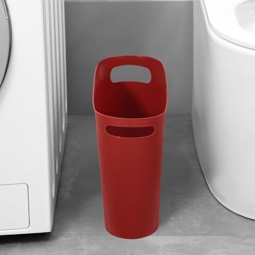 rejomiik Small Trash Can, 3.5 Gallon Slim Garbage Can Plastic Waste Basket with Handles Container Bin for Narrow Spaces Bathroom, Bedroom, Kitchen, Office at Home, Red - color: Red, size: 1 pack