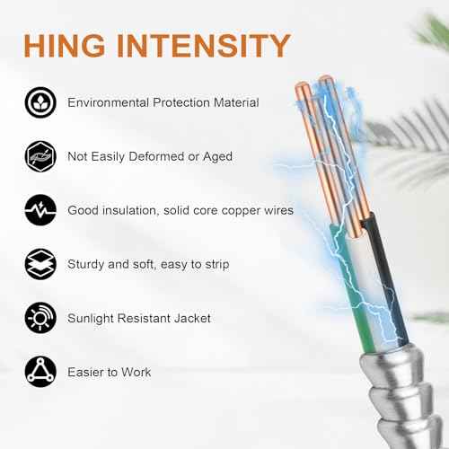 14/2 MC Cable with Ground - 50FT Pure Copper 14AWG/2 Metal Clad Wire with Aluminum Armor 14 Gauge 2 Conductor Type MC Alum Cable