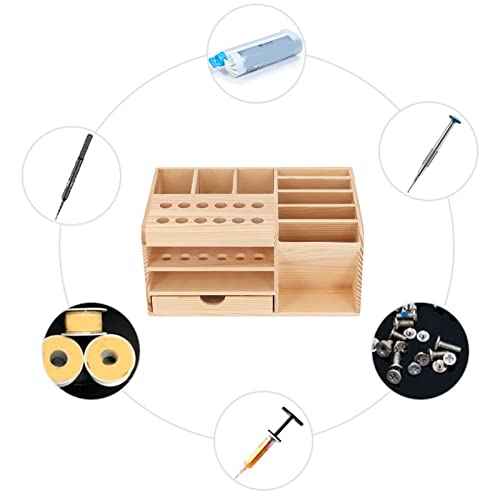 Fafeicy Repair Tool Organizer for Mobile Phone Maintenance Tools - Synthetic Wood Storage Box with Polished Finish and Classified Compartments