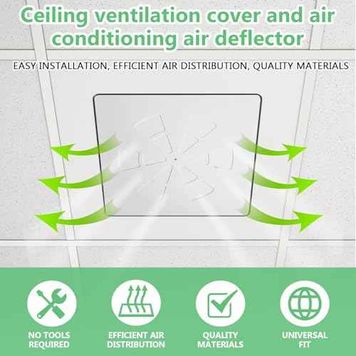 (1 Pack)-24" x 24" Adjustable Office Vent Cover - Durable,For Flat Office Ceiling Vents Ceiling Air Deflector for Conditioner or Heat Air Deflector Magnetic Size approximately: 24.75X24.75IN